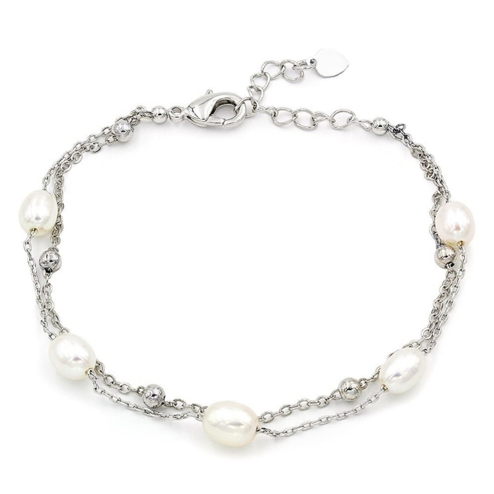 Nwt White freshwater Pearl sterling silver bracelet